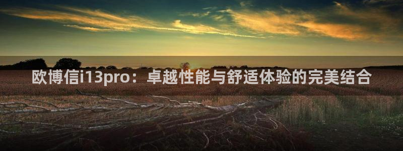 今年会放水时间：欧博信i13pro：卓越性能与舒适体验的完美结合